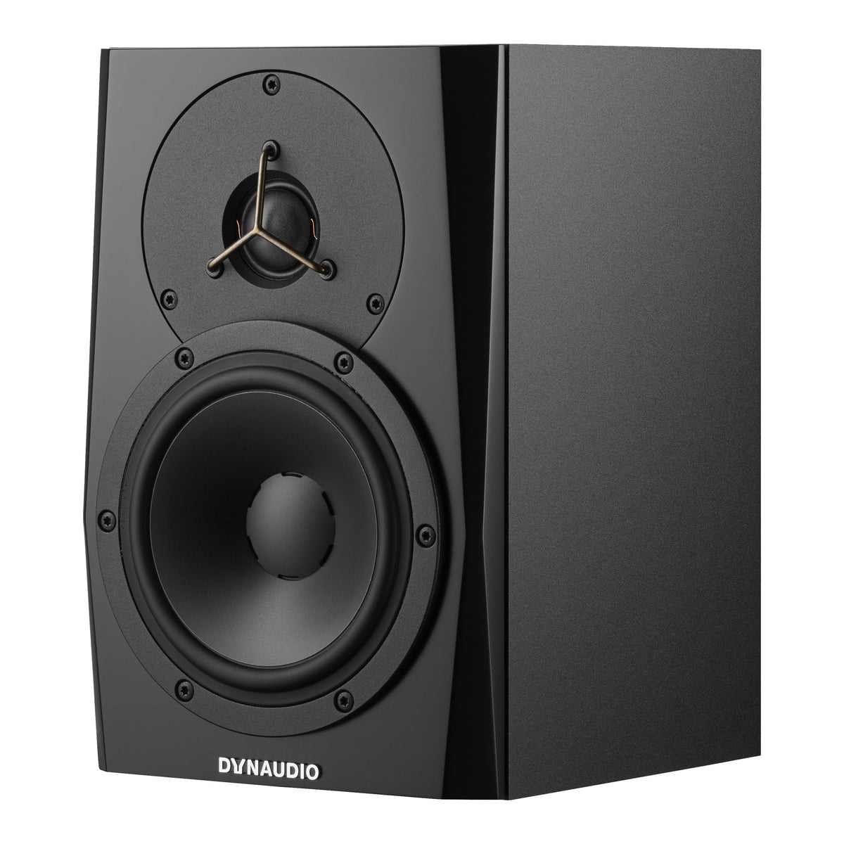 Dynaudio LYD 5 active studio monitor in black, three-quarter view
