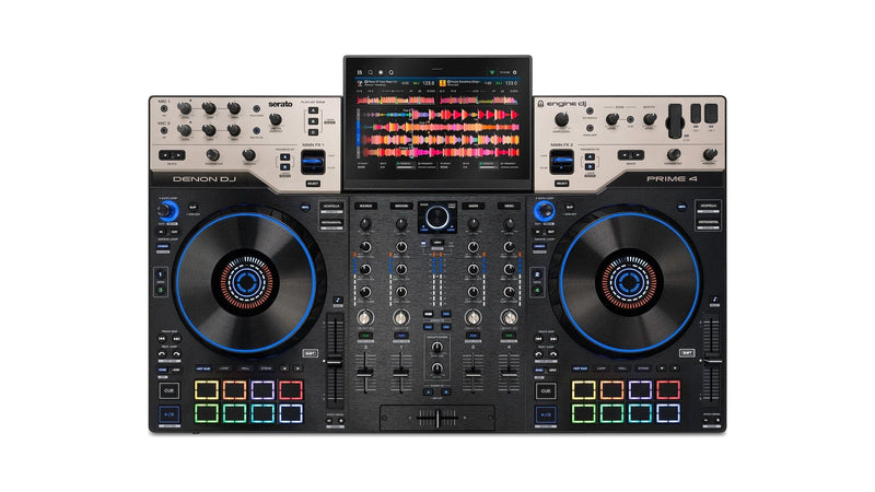 Denon DJ PRIME 4 G2 4-deck standalone DJ system, top-down view