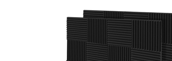 Professional studio acoustic panels arranged to control sound reflections and echoes