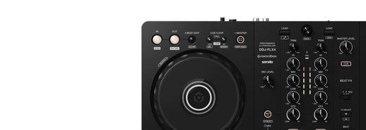 Black DJ controller with jog wheel and mixer featuring DJ equipment Toronto for creative performance and reliability