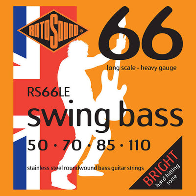 Rotosound Swing Bass 66 RS66LE Stainless Steel 4-String Bass Strings (50-110) - Instrument Accessories