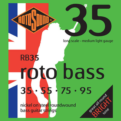Rotosound Swing Bass 66 RB35 UNSILKED Nickel Round Wound 4-String Bass Strings (35-95) - Instrument Accessories