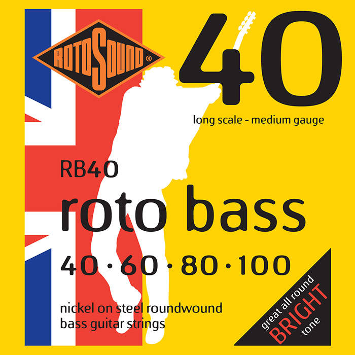 Rotosound Swing Bass 66 RB40 UNSILKED Nickel Round Wound 4-String Bass Strings (40-100) - Instrument Accessories