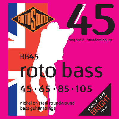 Rotosound Swing Bass 66 RB45 UNSILKED Nickel Round Wound 4-String Bass Strings (45-105) - Instrument Accessories