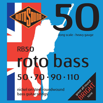 Rotosound Swing Bass 66 RB50 UNSILKED Nickel Round Wound 4-String Bass Strings (50-110) - Instrument Accessories