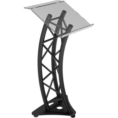 Global Truss GT-LECTERN-PRO-BLK Curved Aluminum Lectern with Acrylic Surface (Black)