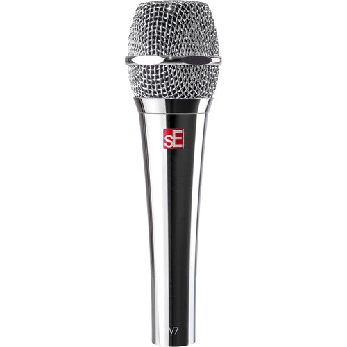 SE Electronics V7/CHROME Studio-grade Handheld Microphone Supercardioid in Chrome – three-quarter left view