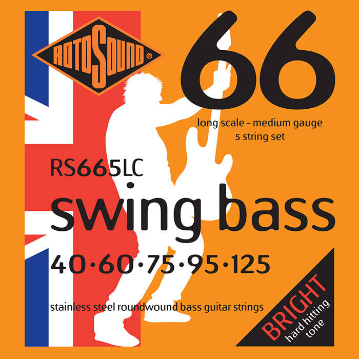 Rotosound Swing Bass 66 RS665LC Stainless Steel 5-String Bass Strings (40-125) - Instrument Accessories