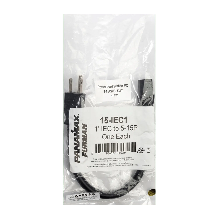 Furman 15A IEC Power Cable - 1ft