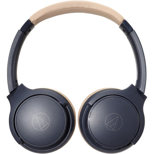 Audio-Technica ATH-S220BT Consumer Wireless On-Ear Headphones (Navy Blue/Beige)