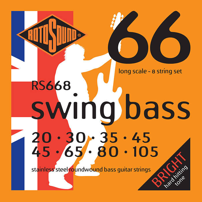 Rotosound Swing Bass 66 RS668 Stainless Steel 8-String Bass Strings (20-105) - Instrument Accessories