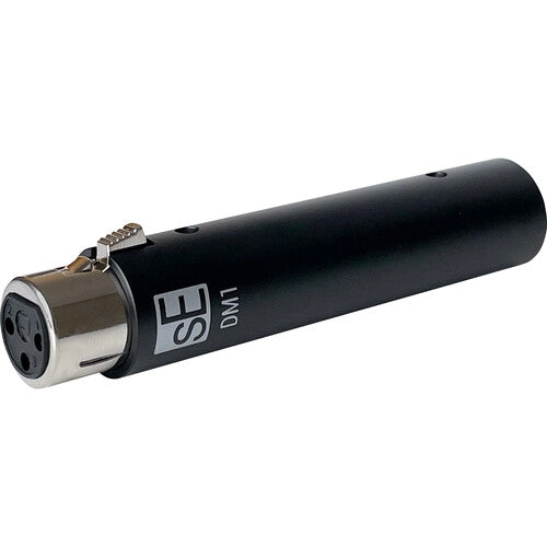 SE Electronics DM1BLACK Dynamite Active In-line Microphone Preamp with 28dB Gain in Black – three-quarter left view