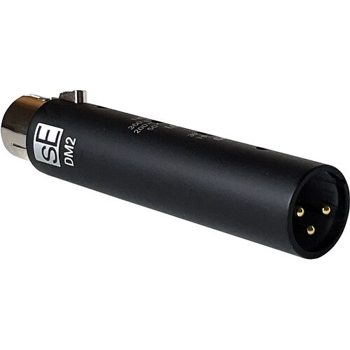 SE Electronics DM2BLACK Dynamite Active In-line Microphone Preamp with Selectable Gain and Impedance in Black – three-quarter right view