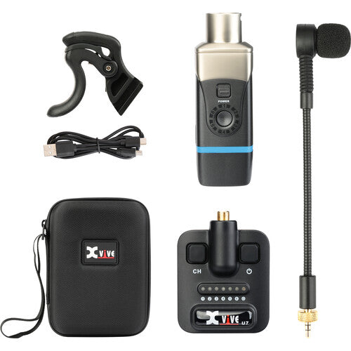 Xvive XVIVE-U7 Sax/Trumpet Wireless System w/Travel Case - Microphones