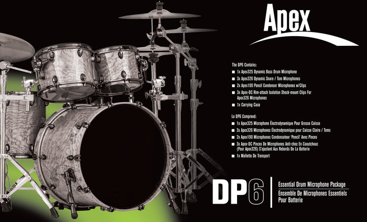 Apex APEX-DP6 APEX-DP6 - Deluxe Drum Pack - 1x APEX325, 3x APEX326, 2x APEX190 - Microphones