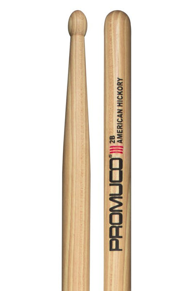 Promuco Percussion American Hickory Drumsticks (2B, Wood Tip)