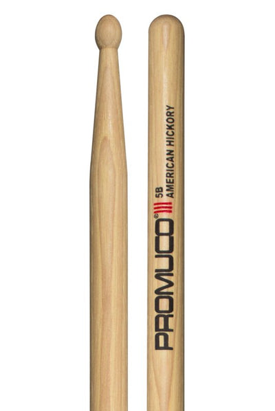 Promuco Percussion American Hickory Drumsticks (5B, Wood Tip)