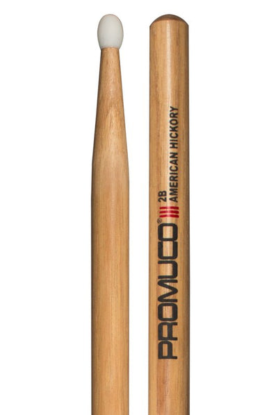 Promuco Percussion American Hickory Drumsticks (2B, Nylon Tip)