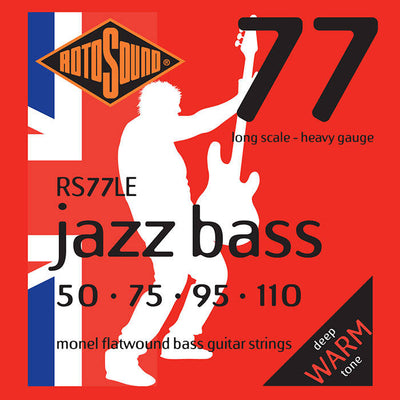 Rotosound Jazz Bass 77 RS77LE Monel Flatwound 4-String Bass Strings (50-110) - Instrument Accessories