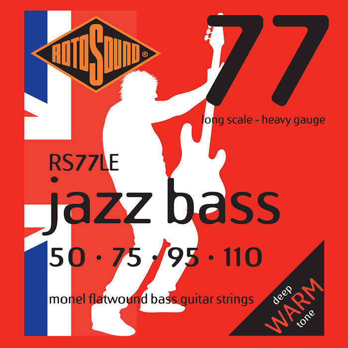 Rotosound Jazz Bass 77 RS77LE Monel Flatwound 4-String Bass Strings (50-110) - Instrument Accessories