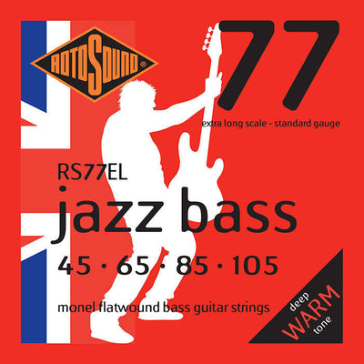 Rotosound Jazz Bass 77 RS77EL Monel Flatwound Non Standard Scale Lengths 4-String Bass Strings (45-105) - Instrument Accessories