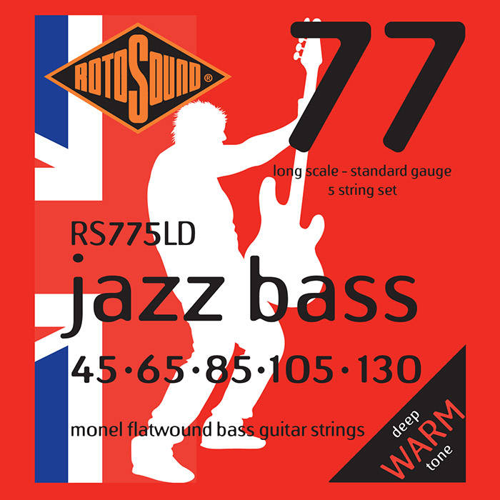Rotosound Jazz Bass 77 RS775LD Monel Flatwound 5-String Bass Strings (45-130) - Instrument Accessories
