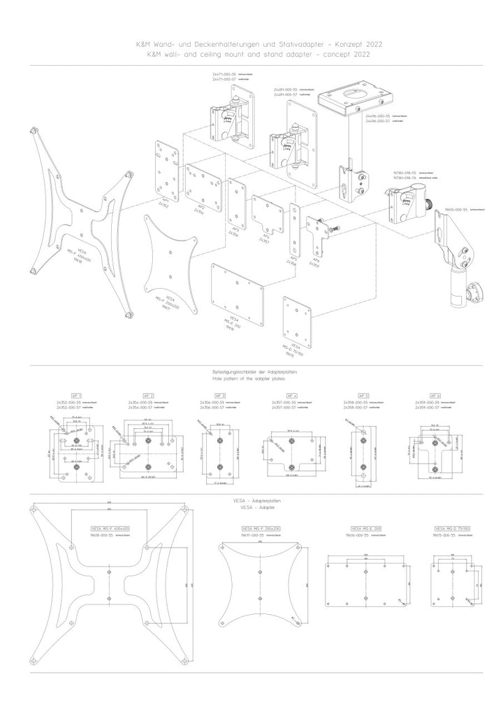 K&M K&M 24358 White Adapter Panel