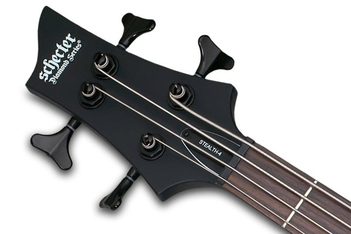 Schecter Stiletto Stealth-4 Electric Bass (Satin Black, Left-Handed)
