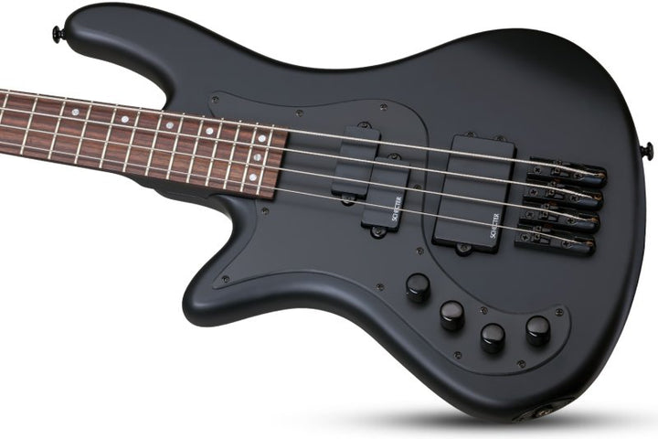 Schecter Stiletto Stealth-4 Electric Bass (Satin Black, Left-Handed)