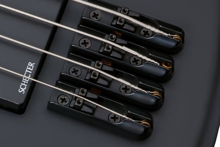Schecter Stiletto Stealth-4 Electric Bass (Satin Black, Left-Handed)