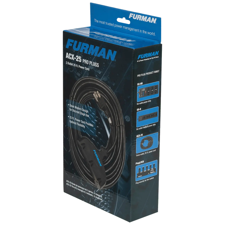Furman Pro Plugs ACX-25 25 Feet Heavy Duty Power Extension Cord