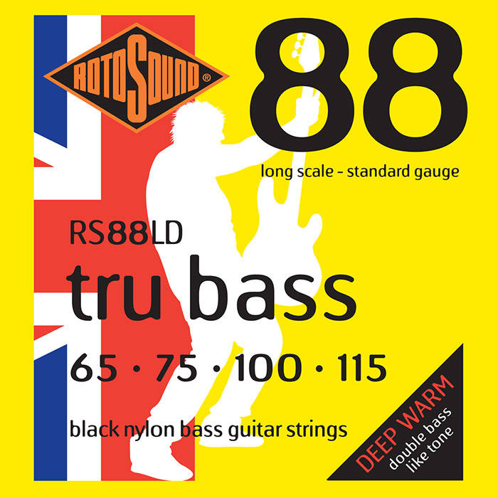 Rotosound Tru Bass 88 RS88LD Black Nylon Flatwound 4-String Bass Strings (65-115) - Instrument Accessories