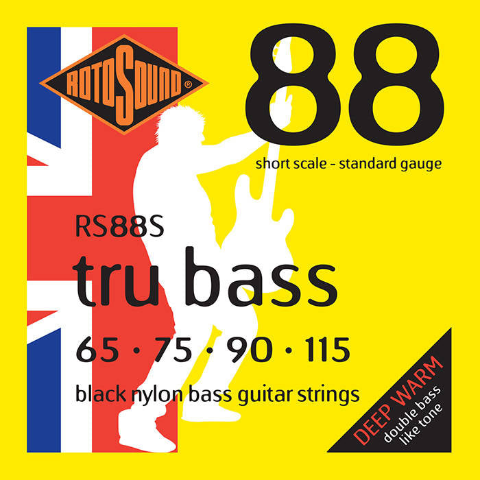 Rotosound Tru Bass 88 RS88S Black Nylon Flatwound Non Standard Scale Lengths 4-String Bass Strings (65-115) - Instrument Accessories