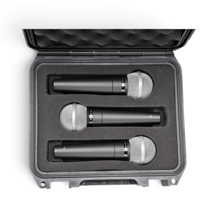 SKB SKB iSeries 0907-3 Three Mic Case (Black, Pre-Cut Foam) - Microphone Cases