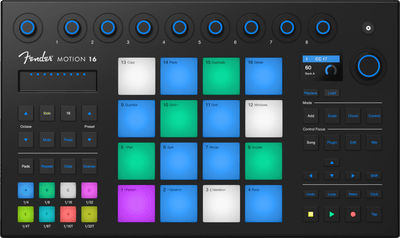 Fender Motion 16 Pad & Transport MIDI Controller - front view