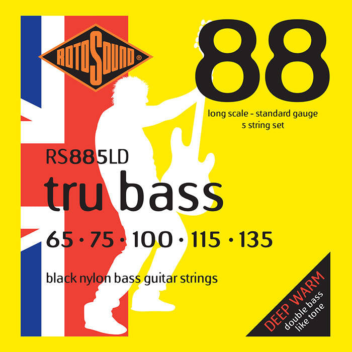 Rotosound Tru Bass 88 RS885LD Black Nylon Flatwound 5-String Bass Strings (65-135) - Instrument Accessories
