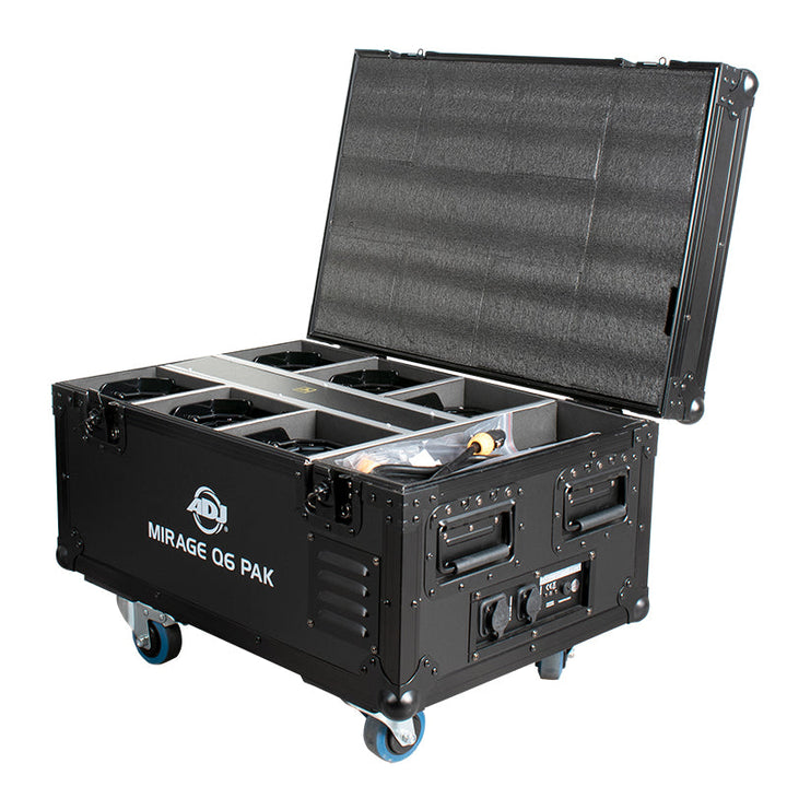ADJ 6 x MIRAGE-Q6-IP (Battery) Fixtures w/Flight Case - Black