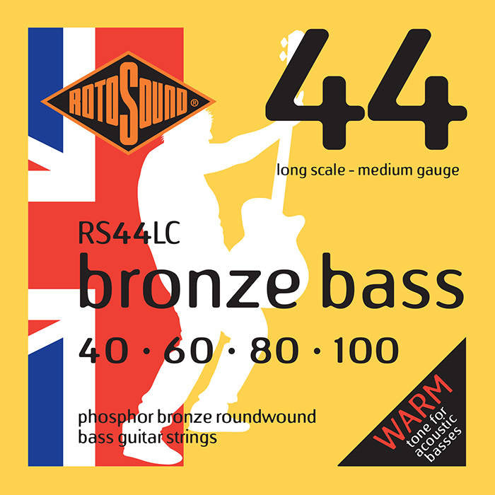 Rotosound Bronze Bass 44 RS44LC Phosphor Bronze Acoustic Bass 4-String Bass Strings (40-100) - Instrument Accessories