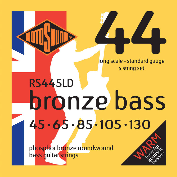 Rotosound Bronze Bass 44 RS445LD Phosphor Bronze Acoustic Bass 5-String Bass Strings (45-130) - Instrument Accessories