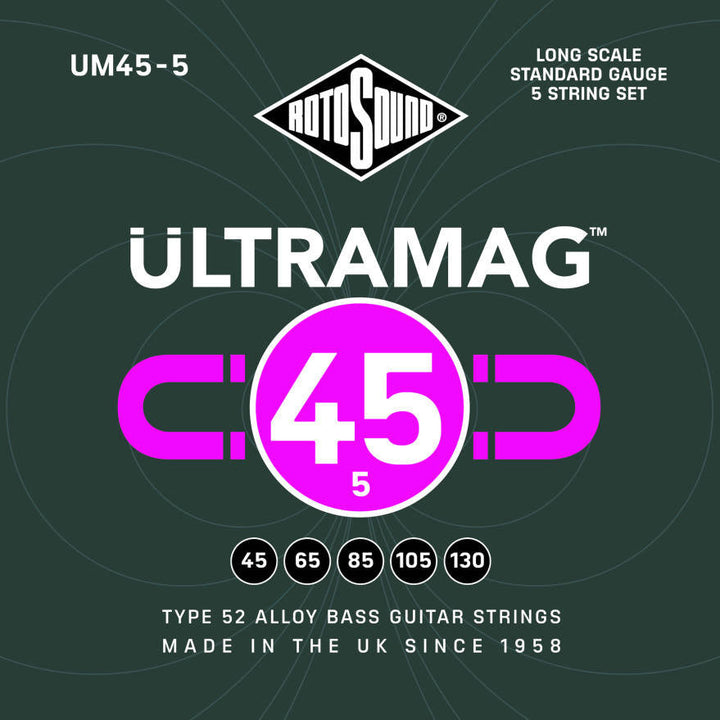 Rotosound Ultramag UM45-5 Type 52 Alloy 5-String Strings (45-130) - Instrument Accessories