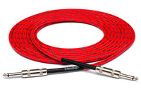 Hosa 3GT-18C3 Cloth Guitar Cable (Straight to Same, 18 ft, Red/Green)