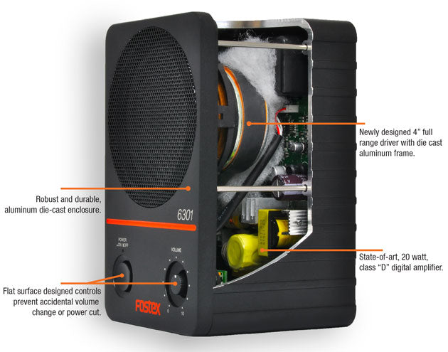 Fostex 4" Active Monitor Speaker 20W D-Class (Single)