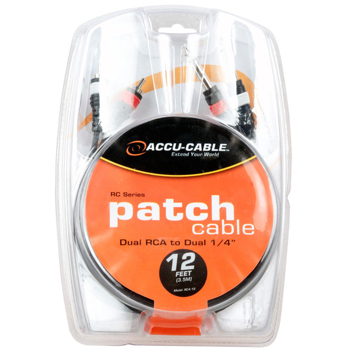 ADJ Patch Cable with Dual RCA to Dual 1/4in - 12ft
