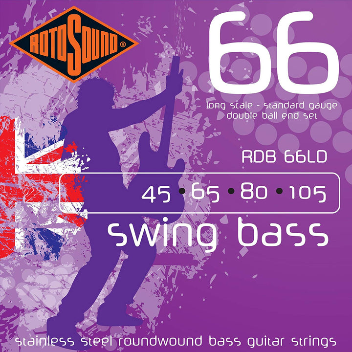 Rotosound Swing Bass 66 RDB66LD Stainless Steel Double Ball End 4-String Bass Strings (40-90) - Instrument Accessories