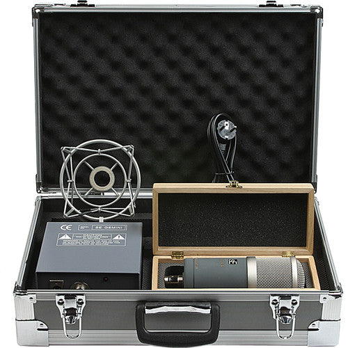 SE Electronics GEMINI/MKII Dual Tube Cardioid Condenser Microphone with Shockmount and Case – three-quarter right view