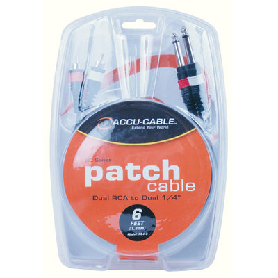 ADJ Patch Cable with Dual RCA to Dual 1/4in - 6ft
