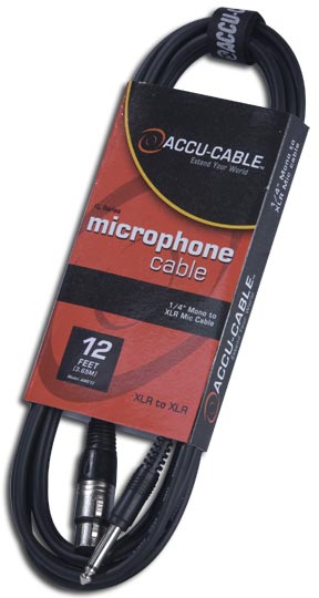ADJ Microphone Cable with 1/4in Mono to XLR - 12ft