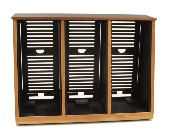 Argosy 10 Space Straight Rack, Triple Bay, Walnut Trim