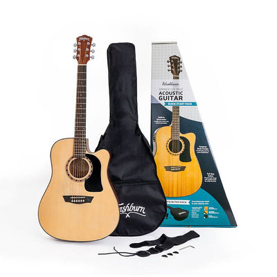Washburn Apprentice D5CE Dreadnought Cutaway Acoustic-Electric Guitar Pack (Natural)