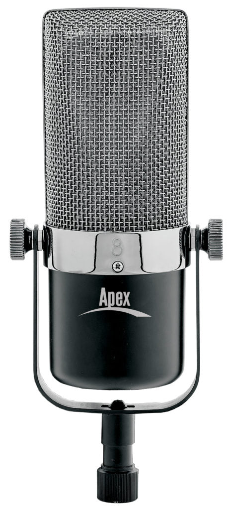 Apex APEX210B Ribbon Microphone with Vintage styling, integrated yoke stand - Microphones